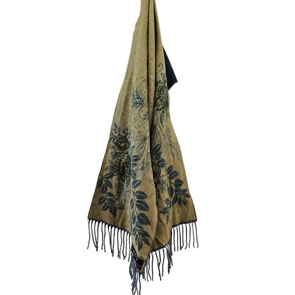 Vintage 1990s Cashmink Scarf With Floral & Leaf Pattern - Picture 6 of 8
